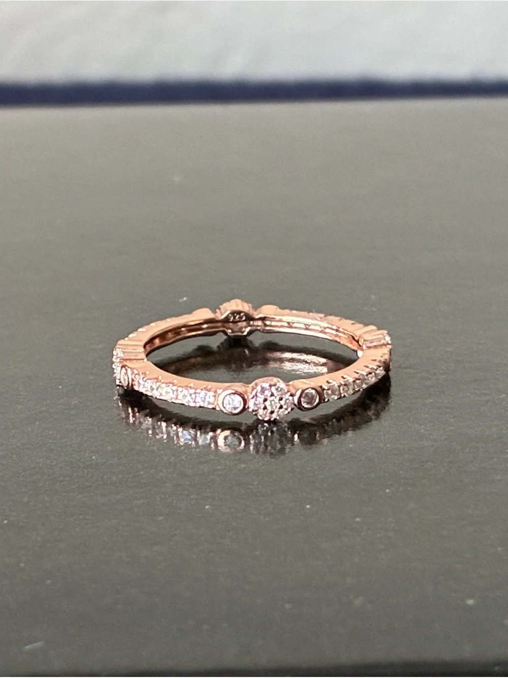 Sterling Silver 925 Rose Gold-Plated Cubic Zirconia Stacking Ring Sz 6.5